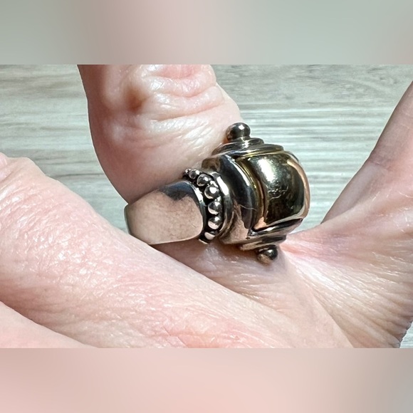Vintage Designer ESPO Sterling Silver & 14K Yellow Gold Ring, Size 6, 8.1g - Picture 9 of 10
